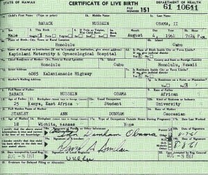 Obama Certificate of Live Birth