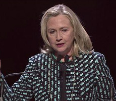 Hillary Clinton speaks out for women’s rights at the Women in the World Summit