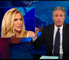 Coulter explodes about pro-Obama Super PAC Ad – Jon Stewart calls her out