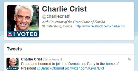 Former Florida Gov. Charlie Crist joins Democratic Party