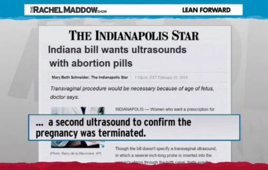 Indiana GOP Seeks To Mandate Two Invasive Vaginal Probes: Rachel Maddow Weighs In (VIDEO)