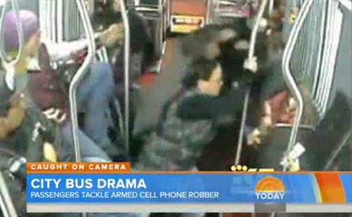 Caught on Camera: Passengers Tackle Armed Cell Phone Robber