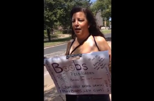 Boobs For Peace: Topless Women Provoke Open Carry Group in Texas   (VIDEO)