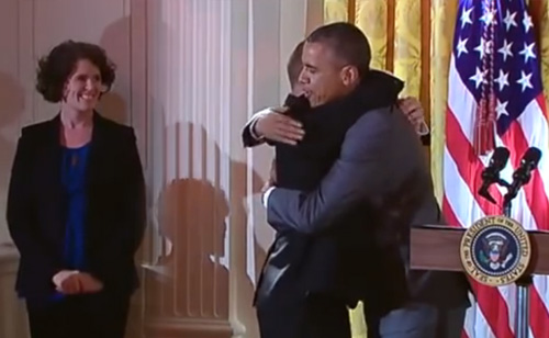 Special Olympian Gives Obama Hug During Speech – VIDEO