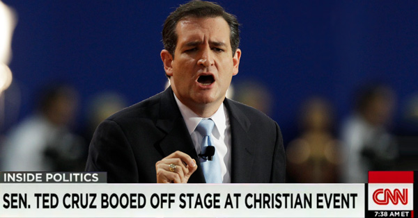 Ted Cruz Booed Off Stage, Takes To Facebook To Blame ‘Bigotry, Ignorance And Hatred’