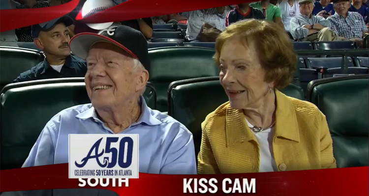 Jimmy Carter And Wife, Rosalynn, Captured Smooching By Atlanta Braves’ ‘Kiss Cam’ – VIDEO
