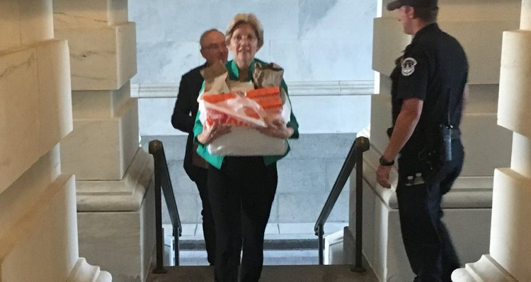 Elizabeth Warren Receives Applause After Bringing Donuts To House Democrats During Their Sit-In