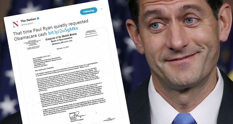 That Time Hypocrite Paul Ryan Quietly Requested Obamacare Cash