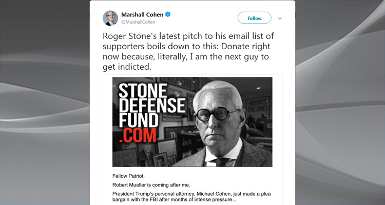 ‘I’m Next’ – A Panic-Stricken Roger Stone Begs His Fans For Money