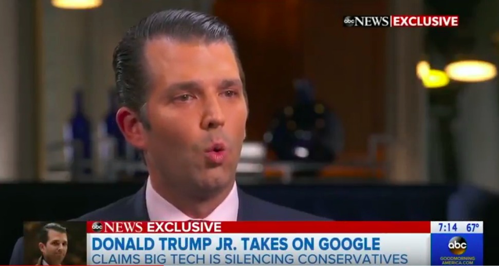 Donald Trump Jr.’s Ludicrous Proof That Social Media Giants Are Silencing Conservatives – Video