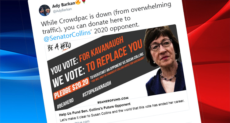 Funding Website To Unseat Susan Collins Crashes From Traffic Surge